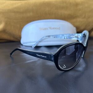 Vivienne Westwood Black Oval Women's Sunglasses with Branded Case